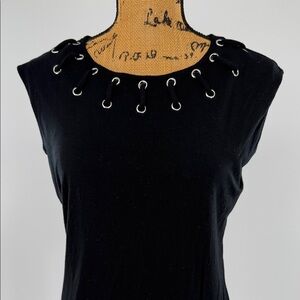 INC Black Eyelet Detail Sleeveless Top
